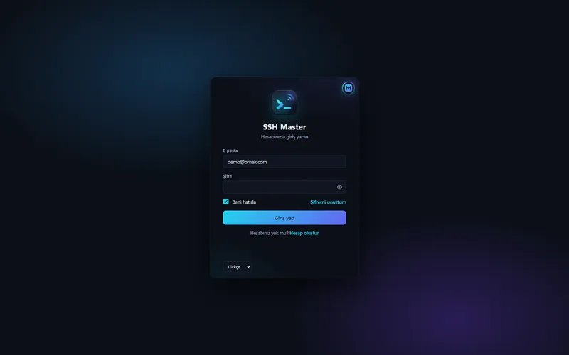 SSH Master giriş ekranı